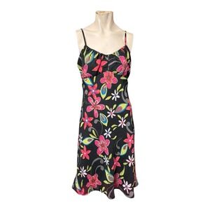 Y2K Black Floral Print Cami Dress